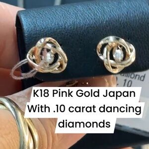 K18 Pink Gold Earrings with Dancing Diamonds